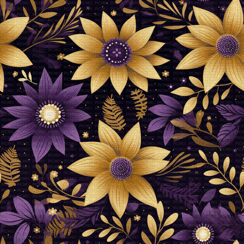 sm3 pattern floral purple gold animated gif - GIF animasi gratis