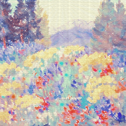 soave background animated vintage field flowers - GIF animé gratuit