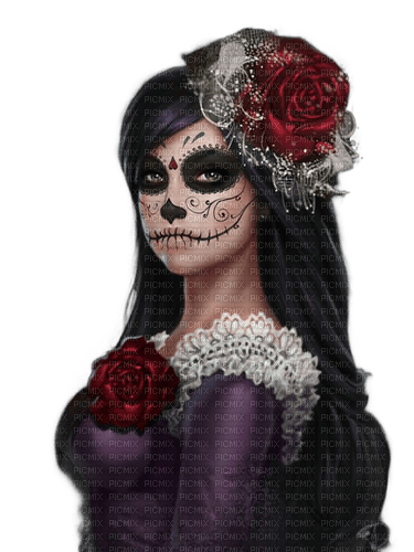 gothic woman halloween kikkapink skull face - png gratis