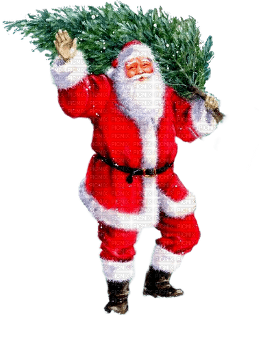 Санта с елкой - бесплатно png
