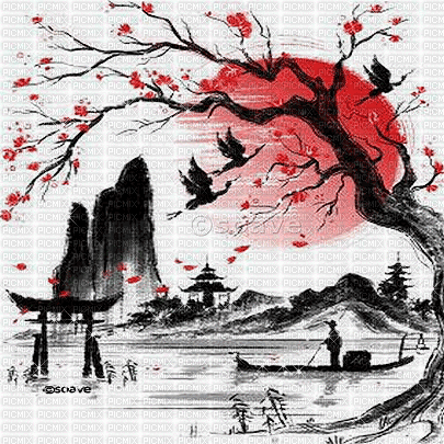 soave background oriental animated black white red - Gratis geanimeerde GIF