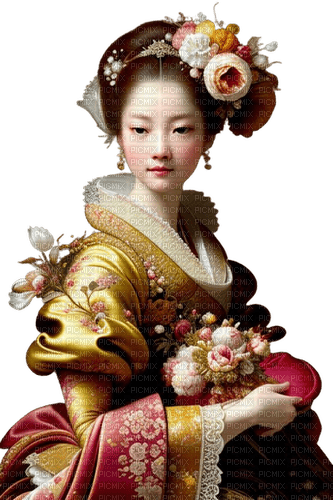 loly33 femme asiatique  fleur - фрее пнг