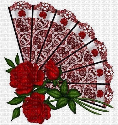 Eventail rose rouge - zdarma png