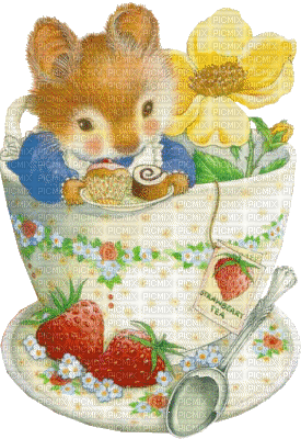 Mouse in a Teacup - Бесплатный анимированный гифка