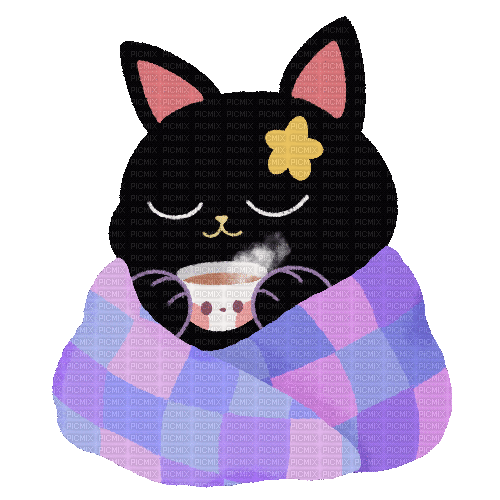 Cat Drinking Coffee - Free animated GIF