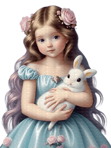 girl easter bunny - Free PNG