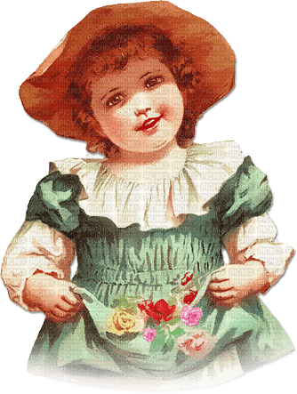 soave children girl vintage spring hat flowers - PNG gratuit