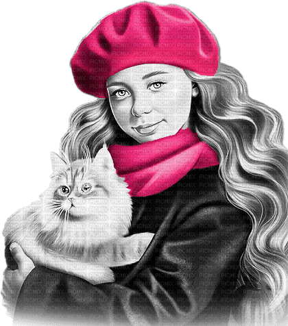 soave woman hat cat animals fashion autumn winter - 免费PNG