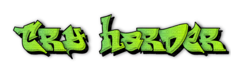 try harder text word lime green - PNG gratuit