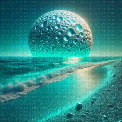 Teal Night Beach Fantasy - 免费PNG