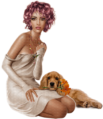 Woman with her dog. Leila - 免费PNG