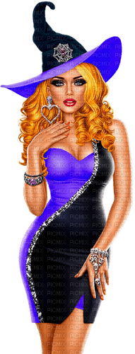 Woman.Witch.Halloween.Blue.Black - zdarma png