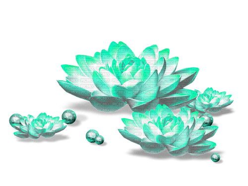 Flowers.Beads.White.Teal - 無料png