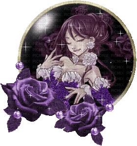 cecily-manga fleurs violettes - Ilmainen animoitu GIF