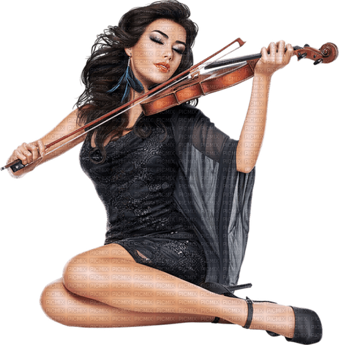 Woman playing violin. Black dress. Leila - δωρεάν png
