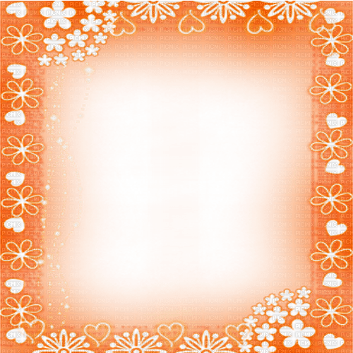 Frame.Flowers.Hearts.White.Orange - zdarma png