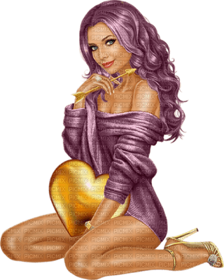 woman purple hair bp - 免费PNG