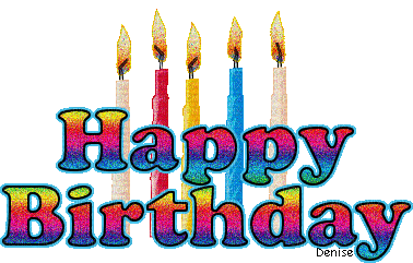 Happy Birthday Greeting with Candles - GIF animé gratuit