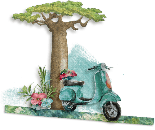 Adventure Cluster Frame Tree Scooter Flowers - ilmainen png