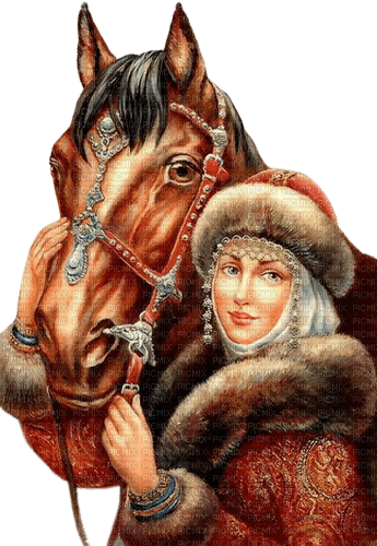 loly33 femme cheval hiver - png gratis