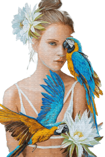 woman parrot dolceluna art - zadarmo png