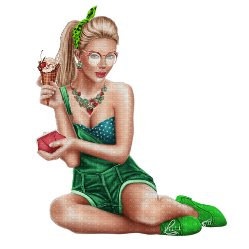 Woman with ice. Summer. Leila - bezmaksas png