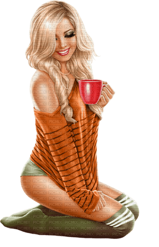 woman femme frau beauty coffee - png gratis