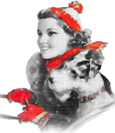 soave woman vintage winter christmas dog animals - безплатен png