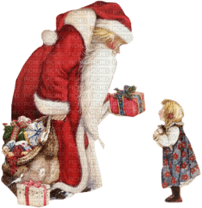 Santa and Little Girl - 無料png