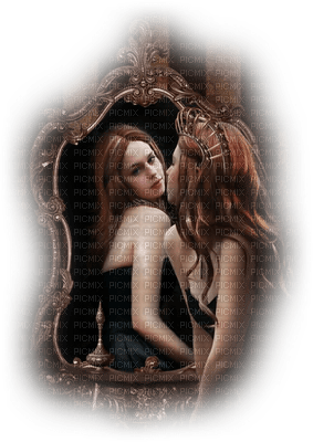 femme miroir woman mirror - PNG gratuit