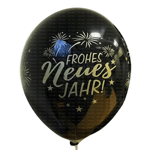 Frohes Neues Jahr.Balloon.Black.Victoriabea - Free PNG
