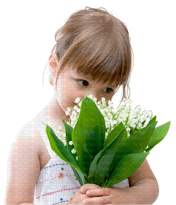 Child with Lily of the Valley/ enfant avec Muguet - kostenlos png