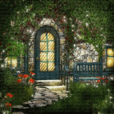 animated fantasy door house background - Gratis geanimeerde GIF