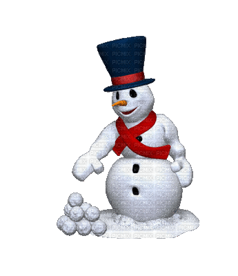 Snow, Snowman, Snowballs, Snowball Fight, Winter, Christmas, X-Mas, Gif - Jitter.Bug.Girl - Nemokamas animacinis gif