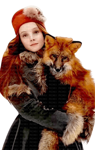 Woman and fox - kostenlos png
