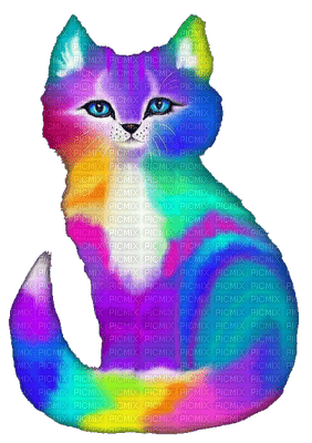 cat chat katze animal tube colored colorful art abstract - png grátis