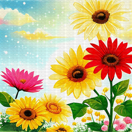 springtimes spring background summer flowers - 無料のアニメーション GIF