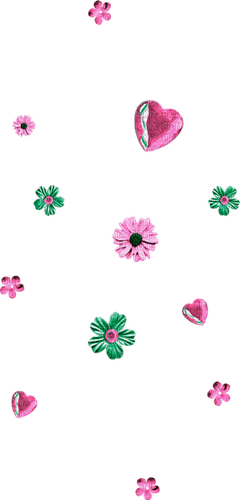 Hearts.Flowers.Green.Pink - png ฟรี