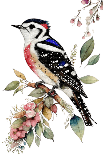 loly33 oiseaux fleur - bezmaksas png