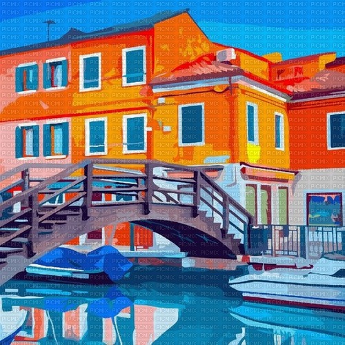 orange blue boat city background - фрее пнг