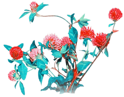 soave deco flowers vintage branch  pink teal - Free PNG