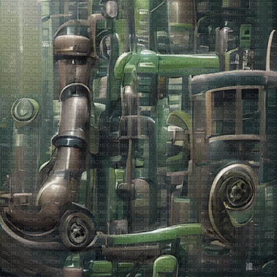 Green Steampunk Pipes - ingyenes png