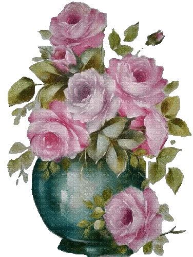 Rosen, pink, Vase, Vintage - 無料のアニメーション GIF