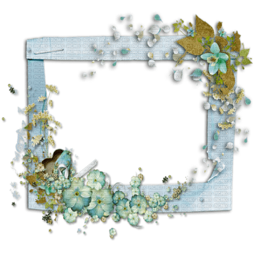 frame flower turquoise - PNG gratuit
