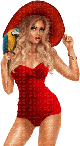Woman. Parrot. Leila - 免费PNG