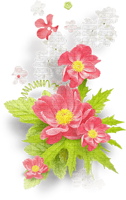 soave deco flowers spring branch scrap pink green - PNG gratuit