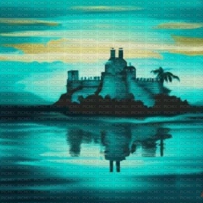 Turquoise Castle at Sea - png ฟรี