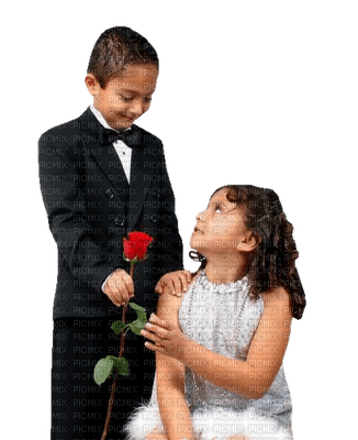 Kaz_Creations Boy Girl Children Friends Flowers - png gratis