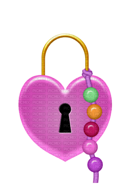 Kaz_Creations Deco Heart  Beads Padlock Hanging Dangly Things Hearts Colours - bezmaksas png