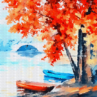 soave background animated autumn painting water - Free animated GIF